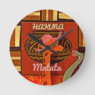 Funny Giraffe with cool text Hakuna Matata Design Round Clock