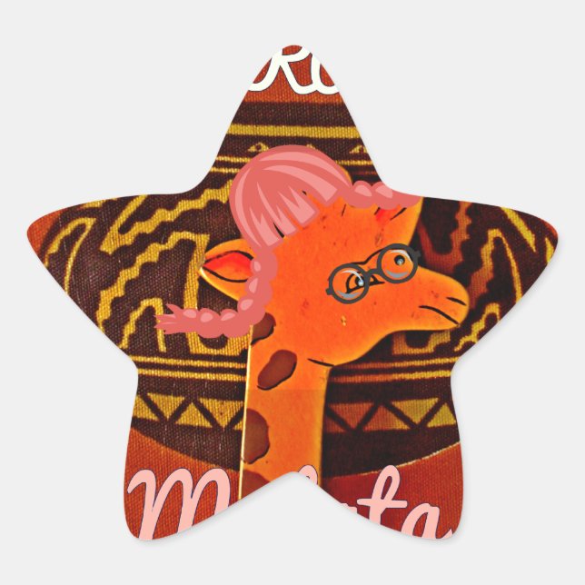 Funny Giraffe with cool text Hakuna Matata Design Star Sticker (Front)