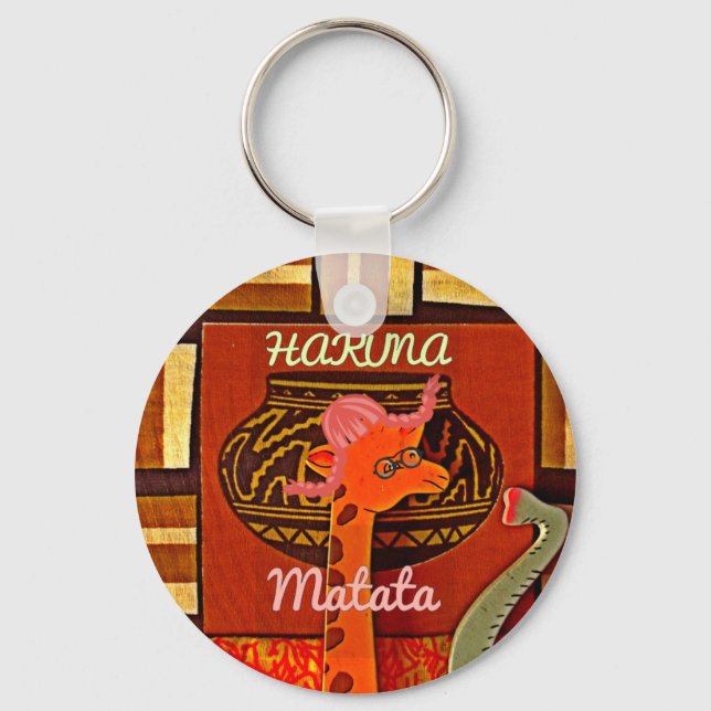 Funny Giraffe with cool text Hakuna Matata Key Ring (Front)
