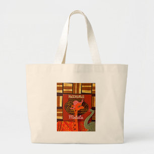 Funny Giraffe with cool text Hakuna Matata Large Tote Bag