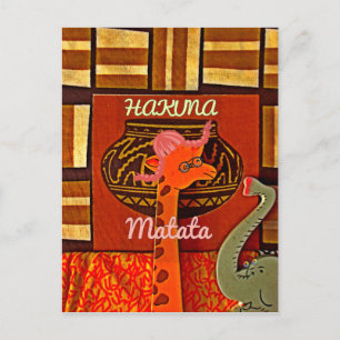 Funny Giraffe with cool text Hakuna Matata Postcard