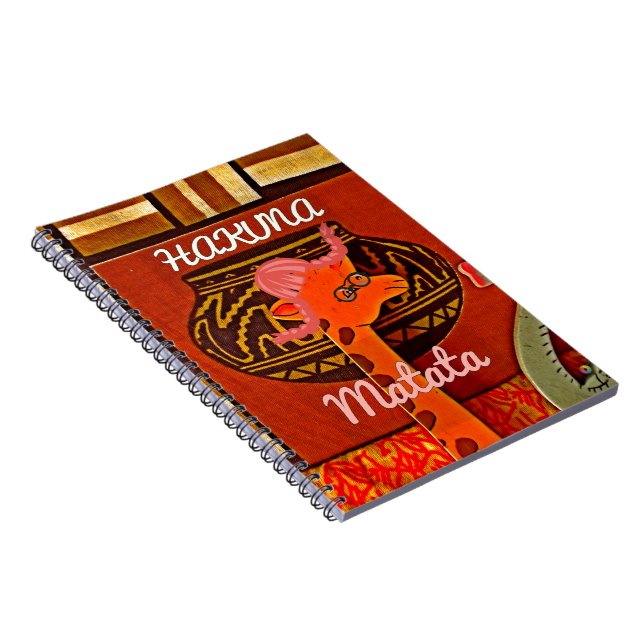 Funny Giraffe with cool text Hakuna Matata Spiral Notebook (Right Side)