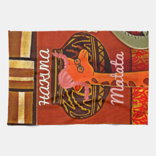 Funny Giraffe with cool text Hakuna Matata Tea Towel