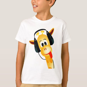 funny giraffe with headphones T-Shirt