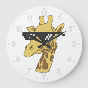 Funny giraffe with sunglasses illustration large clock