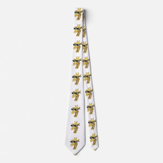 Funny giraffe with sunglasses illustration tie (Front)