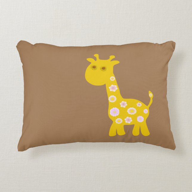 Funny Giraffe yellow flower flora retro pattern  Decorative Cushion (Front)