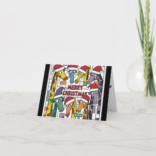 Funny Giraffes in Santa Hats Christmas Abstract  Card
