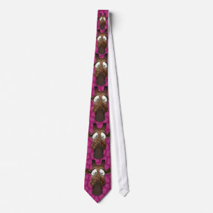 Funny Giraffes Pink Faux Animal Fur Tie