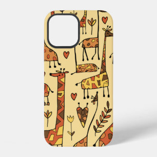 Funny giraffes sketch, seamless pattern your desig iPhone 12 case