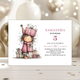 Funny Girl 10th Birthday Invitation Pink Design