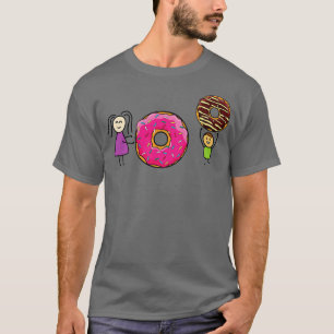 Funny Girl And Boy Playing With Doughnuts T-Shirt