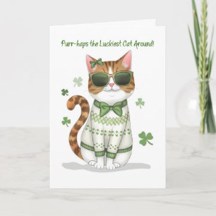 Funny Girl Cat Wearing Sunglasses Bow St Patricks Card