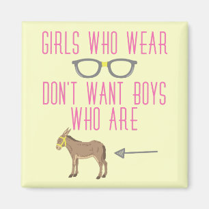 Funny Girl Glasses Nerd Humour Magnet
