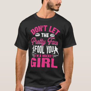 Funny Girl Hockey For Women Kids Ice Hockey Playe T-Shirt