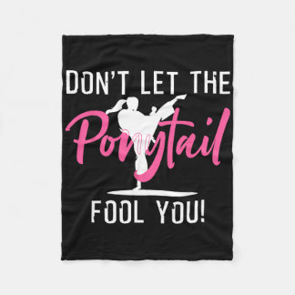 Funny Girl Karate Design Kids Women Kickboxing Bla Fleece Blanket