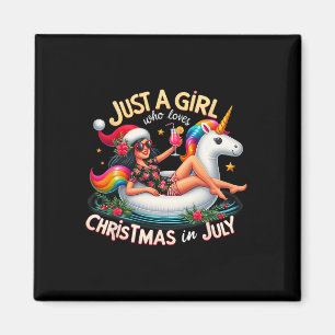 Funny Girl Unicorn Just A Girl Who Loves Christmas Magnet