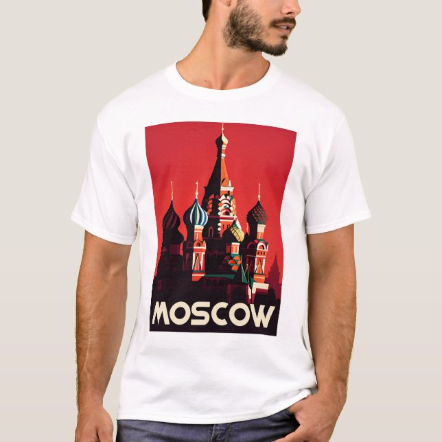 Funny Girl Vintage Post Card Moscow T-Shirt (Front)