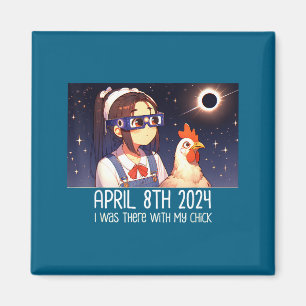 Funny Girl Watching Total Solar Eclipse Chicken Magnet