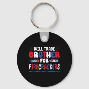 Funny Girls 4th Of July Kids Trade Sister For Fire Key Ring
