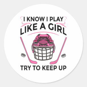 Funny Girls Hockey Designs For Women Field Hockey  Classic Round Sticker