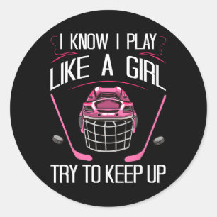 Funny Girls Hockey Designs For Women Field Hockey  Classic Round Sticker