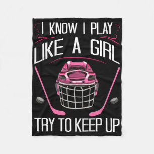 Funny Girls Hockey Designs For Women Field Hockey  Fleece Blanket