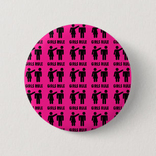 Funny Girls Rule Hot Pink Feminist Gifts 6 Cm Round Badge