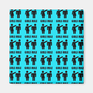 Funny Girls Rule Teal Turquoise Blue Girl Power Magnet