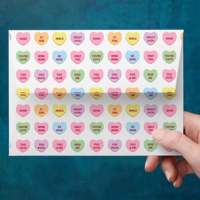Funny girly cute custom conversation candy hearts envelope (Hand)
