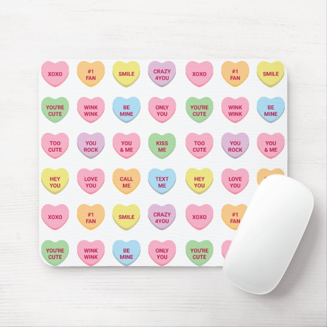 Funny girly cute custom conversation candy hearts mouse pad (With Mouse)