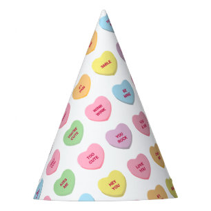 Funny girly cute custom conversation candy hearts party hat