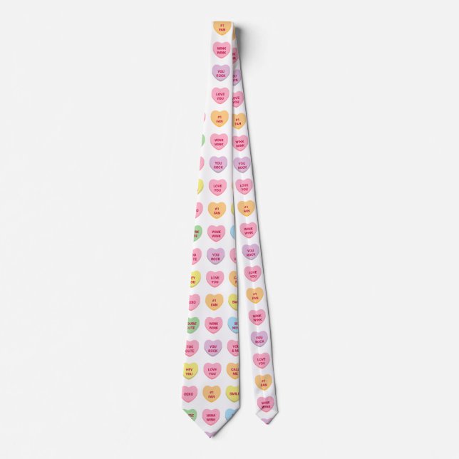 Funny girly cute custom conversation candy hearts tie (Front)