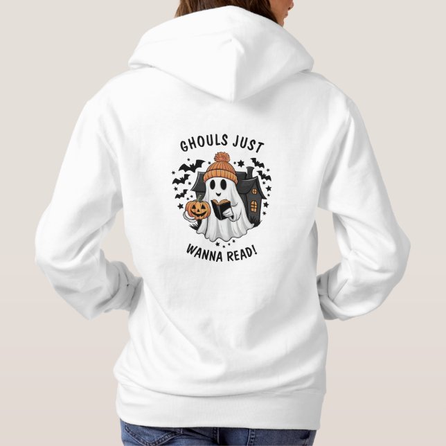Funny Girly Halloween Book Lovers  Hoodie (Back)