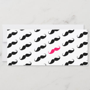 Funny Girly Pink And Black Moustache Pattern