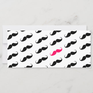 Funny Girly Pink And Black Moustache Pattern