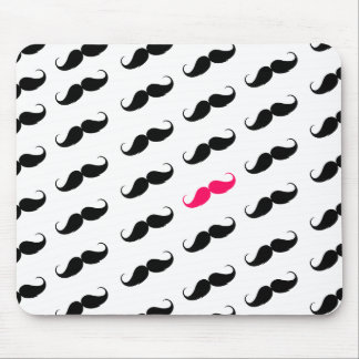Funny Girly Pink  And Black Moustache Pattern Mouse Pad