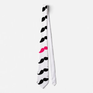 Funny Girly Pink  And Black Moustache Pattern Tie