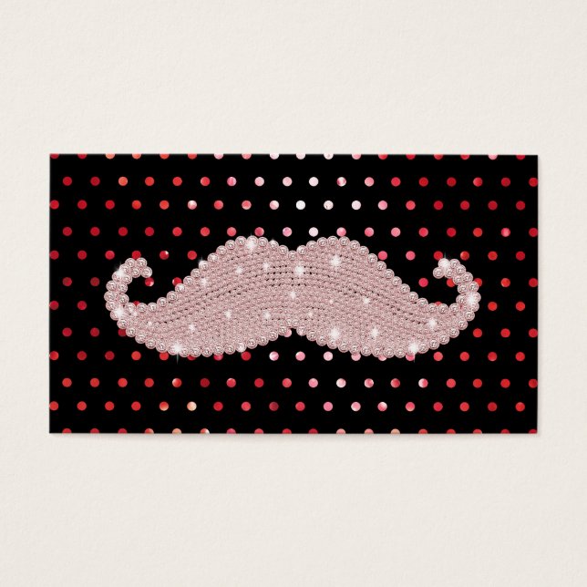 Funny Girly Pink Bling Moustache Polka Dots Patter (Front)