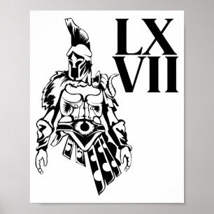 Funny Gladiator 67 Meme Roman Numerals Lxvii Viral Poster