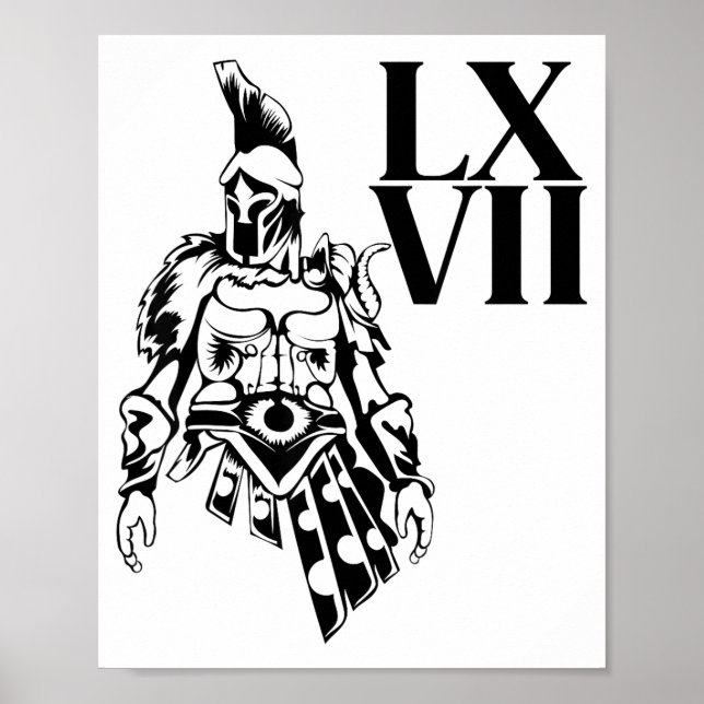 Funny Gladiator 67 Meme Roman Numerals Lxvii Viral Poster (Front)