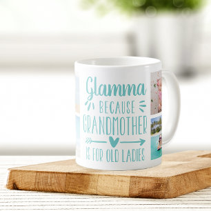 Funny Glamma Grandchildren Names & Photo Collage Coffee Mug