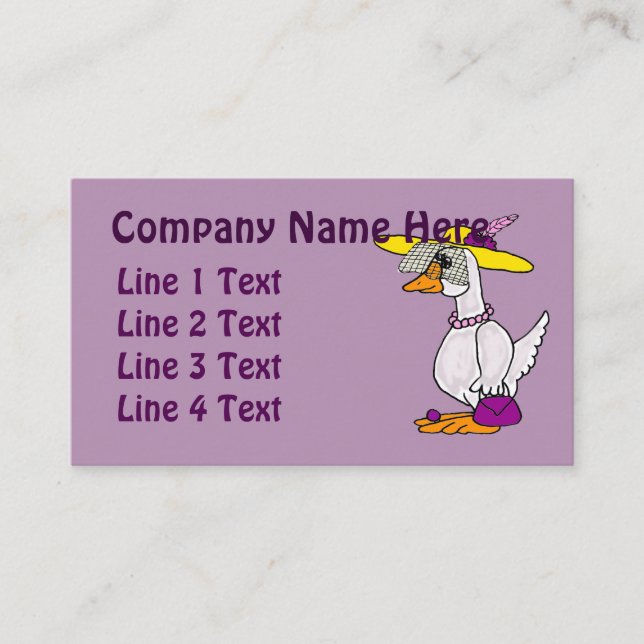 Funny Glamorous Goose Cartoon Business Card (Front)
