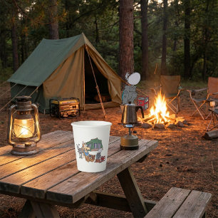 Funny Glamping Cartoon Luxury Camping Paper Cups