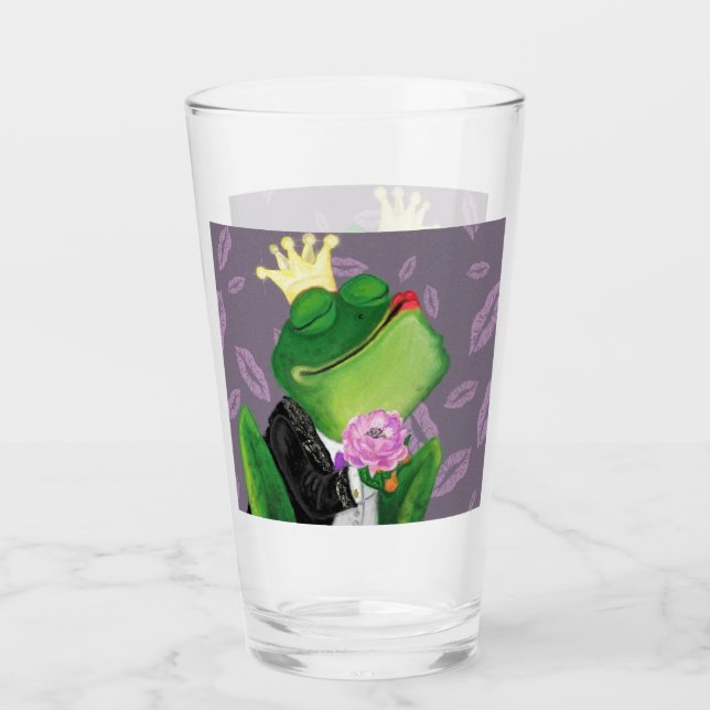 Funny Glass with Frog Prince - Kiss (Front)