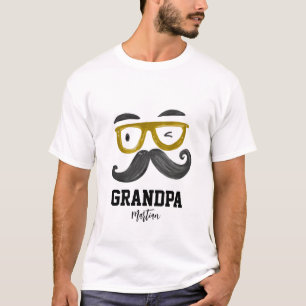 Funny  Glasses & Moustache Grandpa Custom T-Shirt