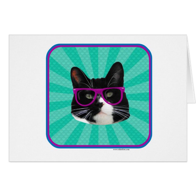Funny Glasses Tuxedo Cat (Front Horizontal)