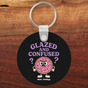 Funny Glazed and Confused Doughnut design Key Ring