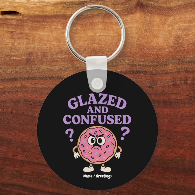 Funny Glazed and Confused Doughnut design  Key Ring (Front)