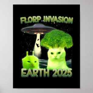 Funny Glerp Glorp Funny Alien Cat Meme Vintage Poster